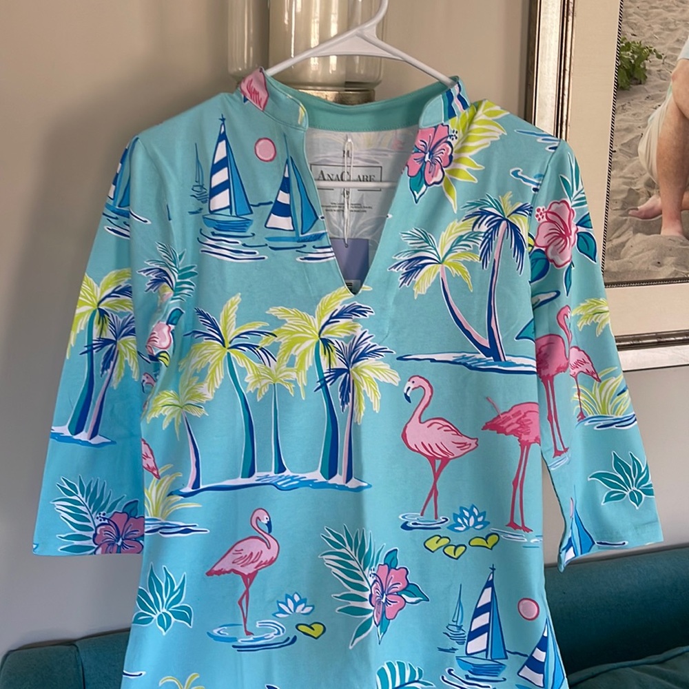 Ana Clare size medium flamingo tropical dress size Medium